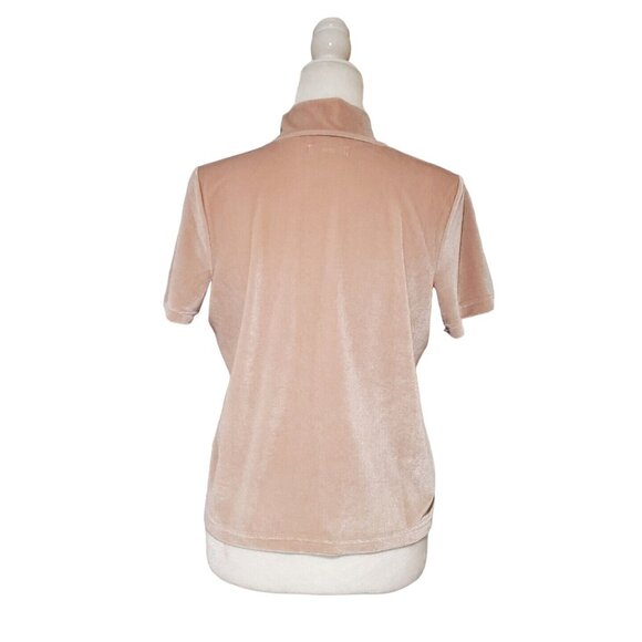 Madewell Womens Velvet Short Sleeve Mock Neck Top Blush Pink size Small - Picture 4 of 10